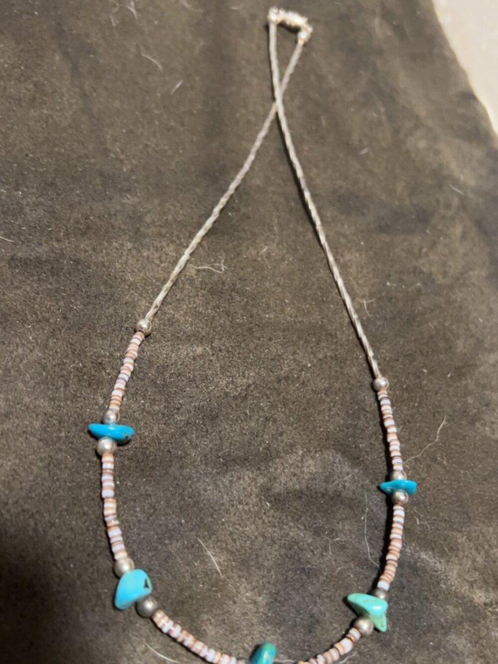 Vintage silver beads and turquoise beads necklace